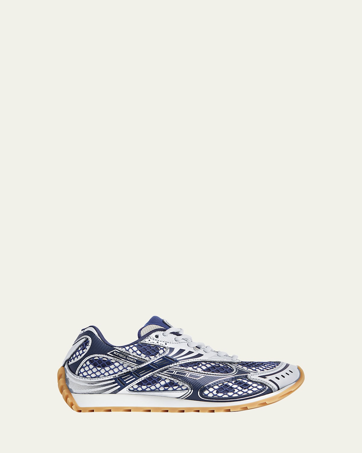 Bottega Veneta Orbit Metallic Net Runner Sneakers In Silver