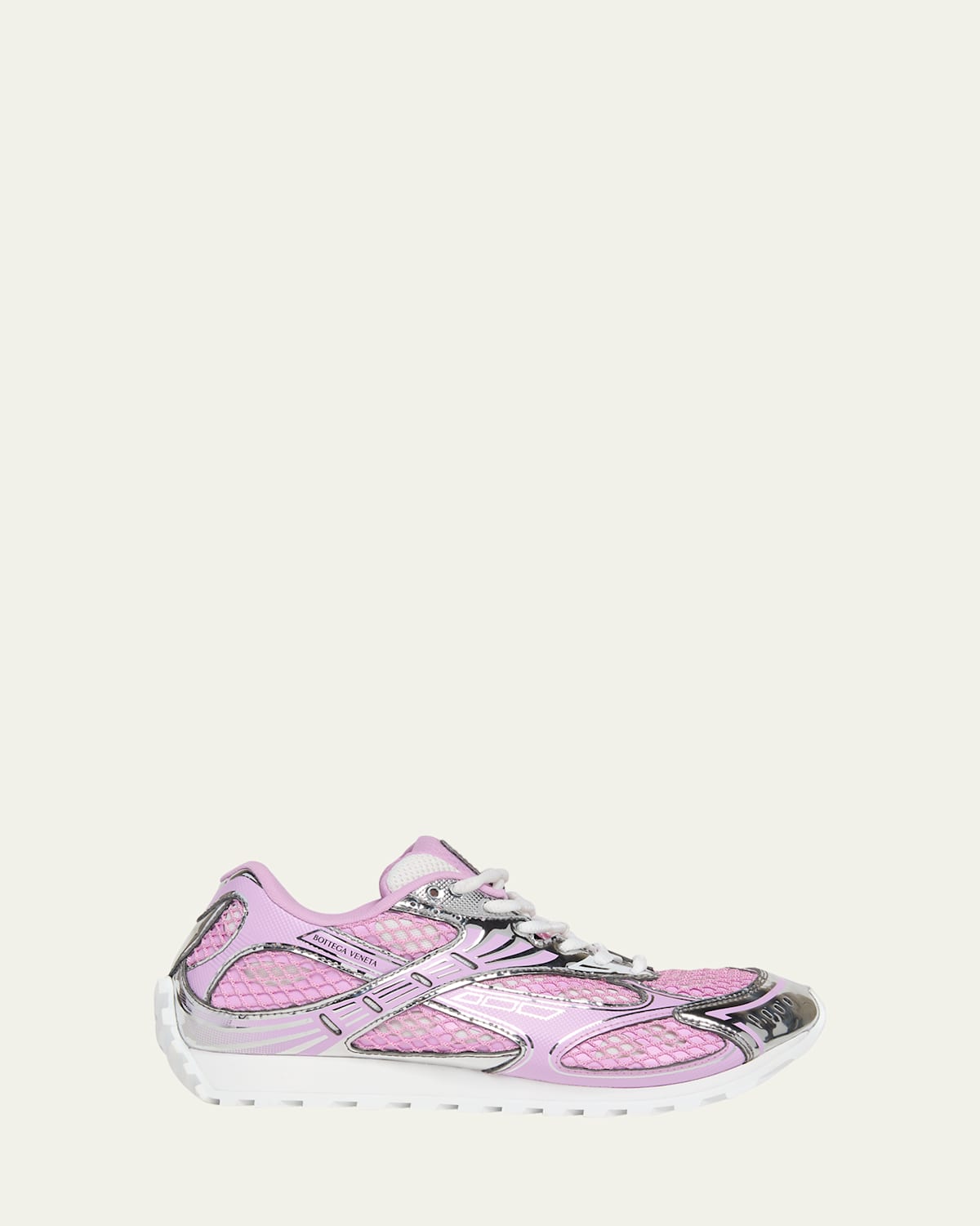 Bottega Veneta Orbit Low-top Mesh Sneakers In Gloss-silver
