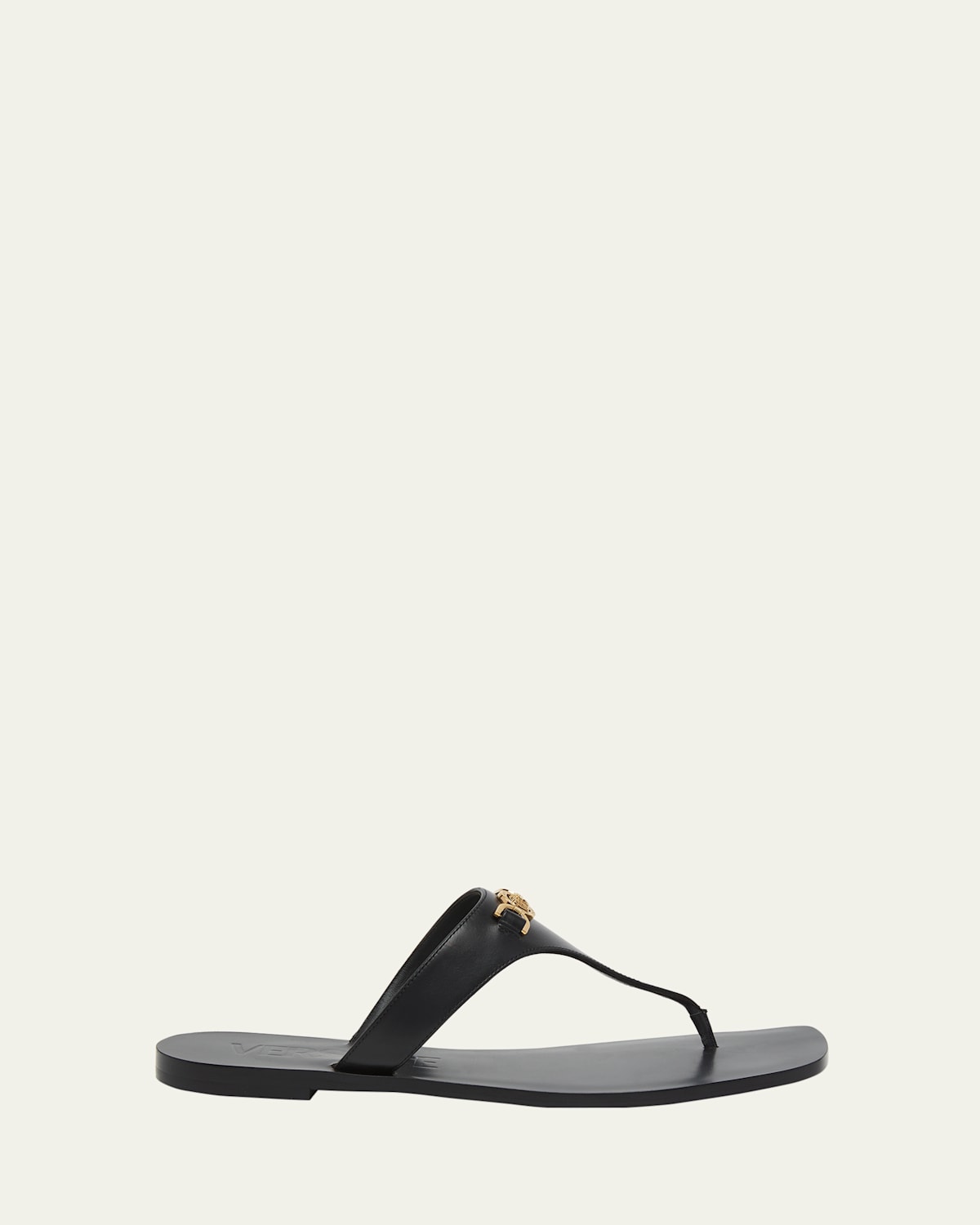 Versace Medusa Leather Flat Thong Sandals Smart Closet