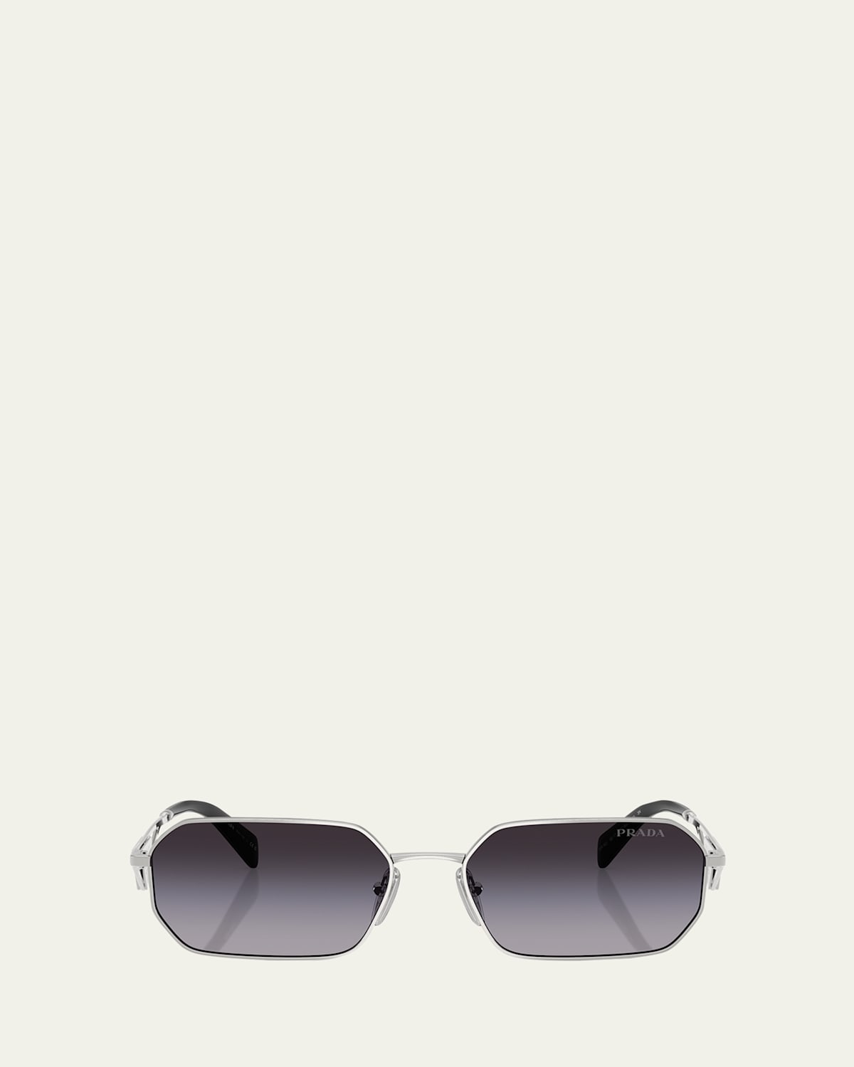 Prada 58mm Gradient Rectangular Sunglasses In Silver