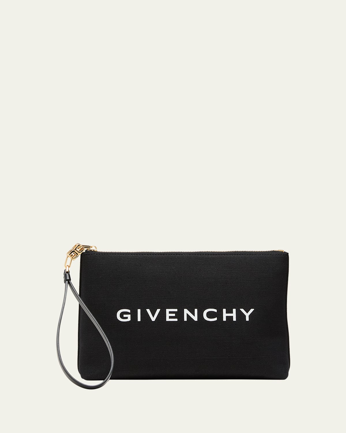 Givenchy Travel Logo Canvas Pouch Wristlet In Black