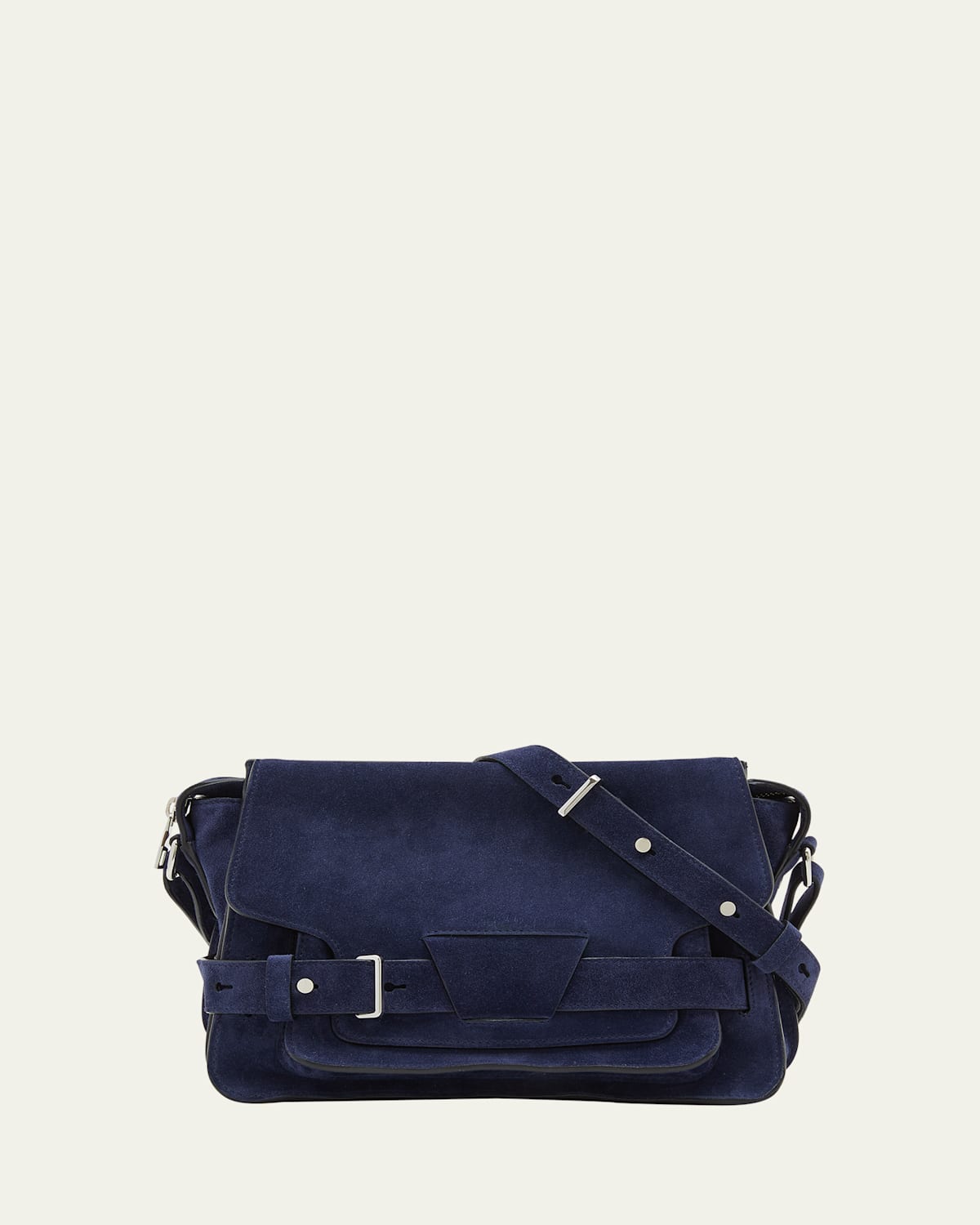 Shop Proenza Schouler Beacon Zip Suede Saddle Shoulder Bag In Deep Navy