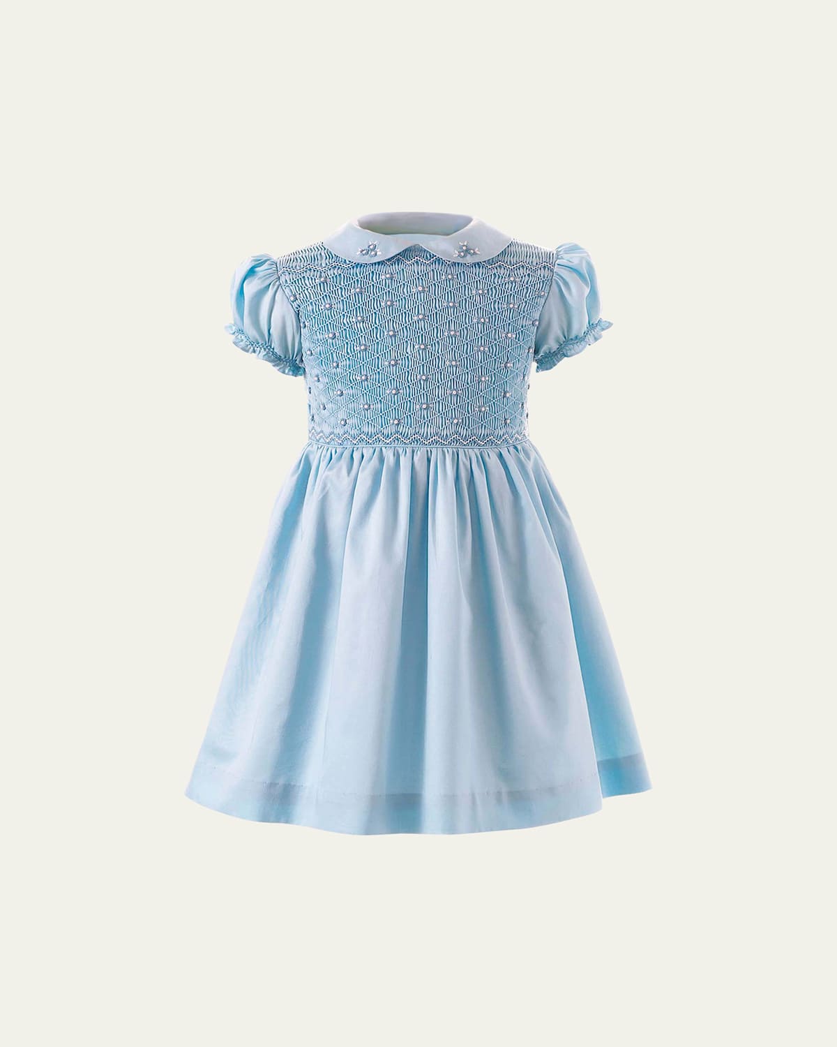 Rachel Riley Girl's Rose Smocked Dress In Blue