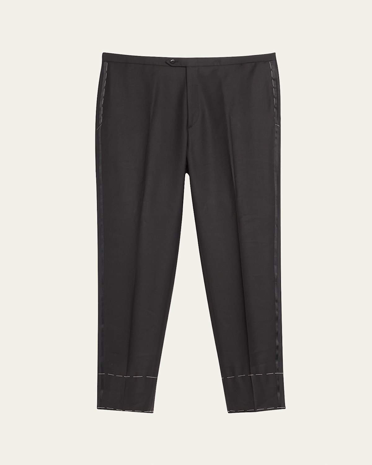Brioni Men's Wool Tuxedo Trousers In Black