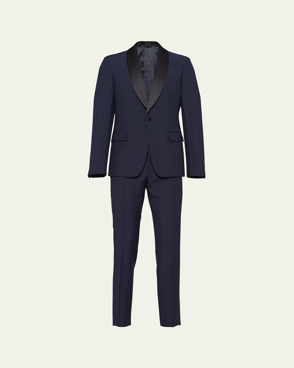 Prada Single-breasted Wool And Mohair Tuxedo In Blu Nero