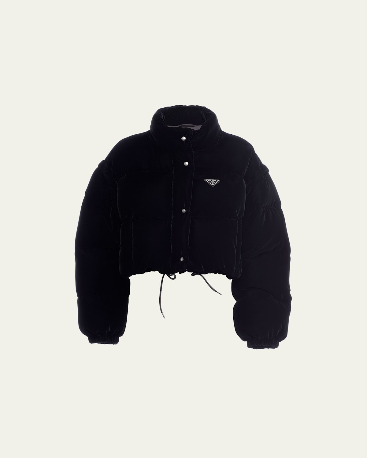 Shop Prada Convertible Cropped Velvet Down Jacket In Nero