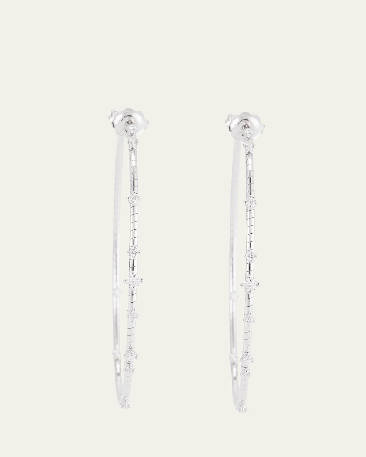 18K White Gold 60mm Diamond Hoop Earrings