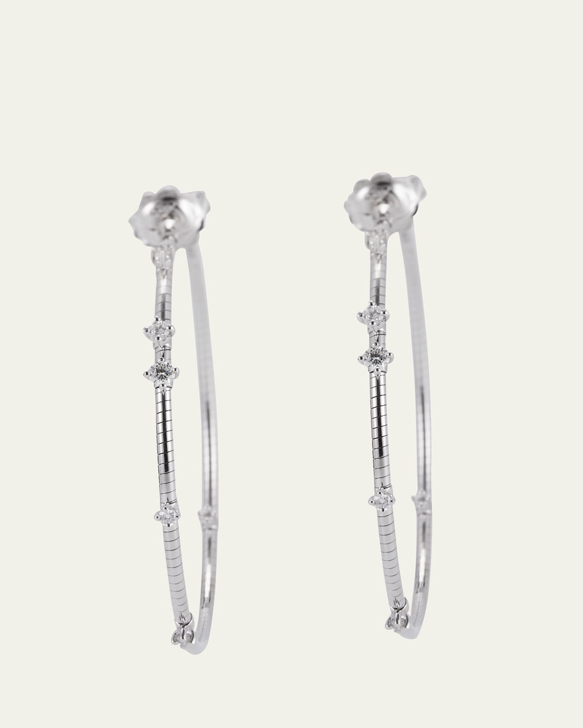 18K White Gold 40mm Diamond Hoop Earrings