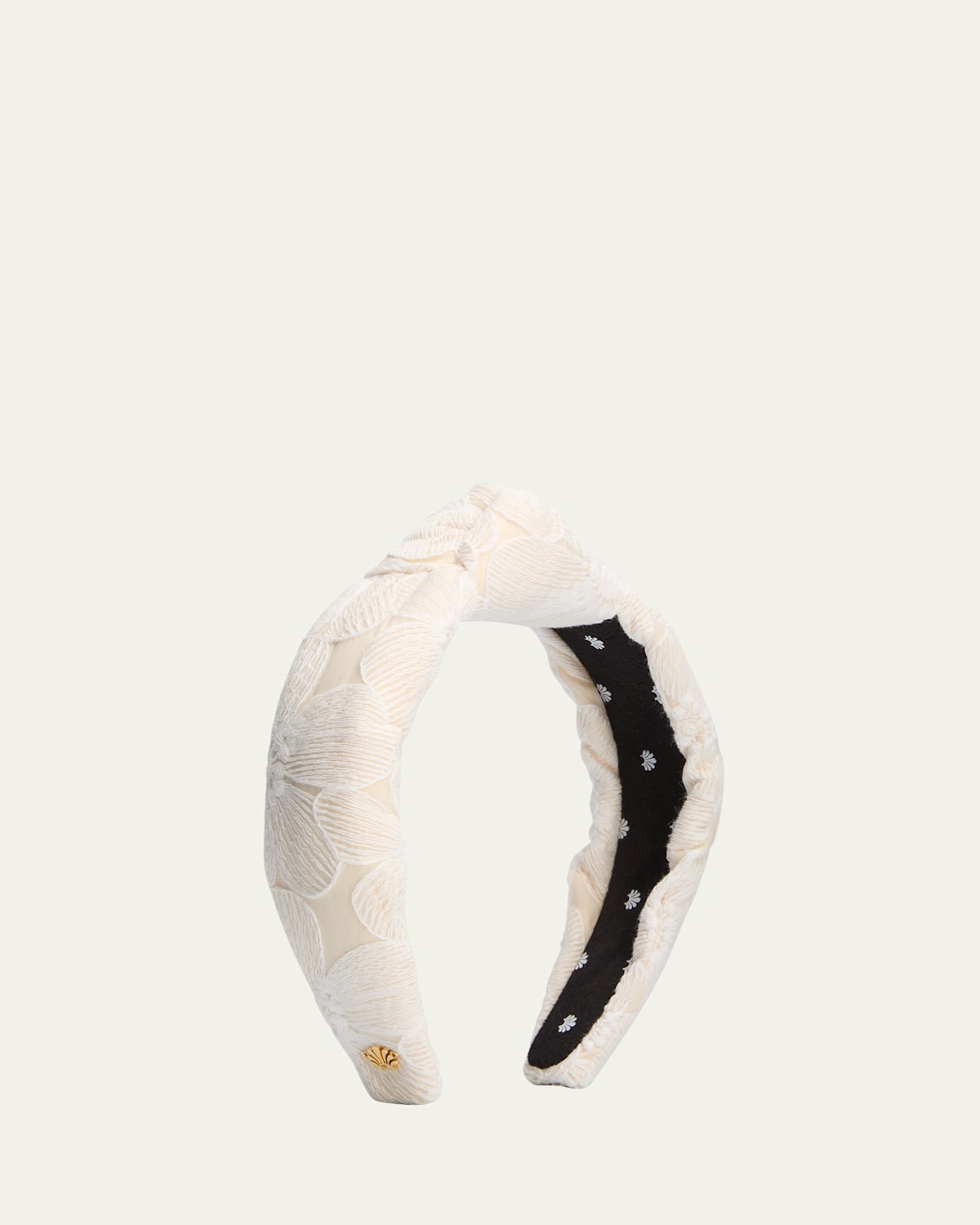 Lele Sadoughi Metallic Brocade Silk Blend Knotted Headband In Ivory