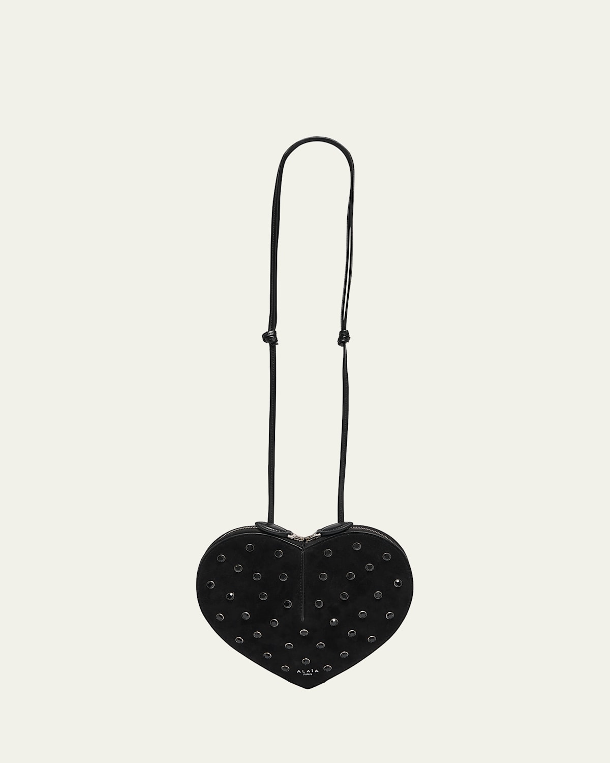 Alaïa Le Coeur Crystal-embellished Suede Cross-body Bag In Noir
