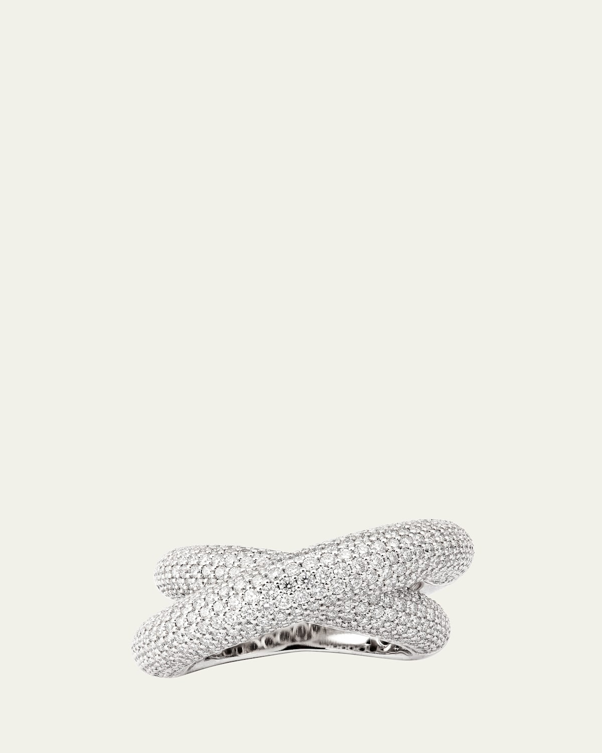 18K White Gold Infinity Loop Full Pave Statement Ring with Diamonds
