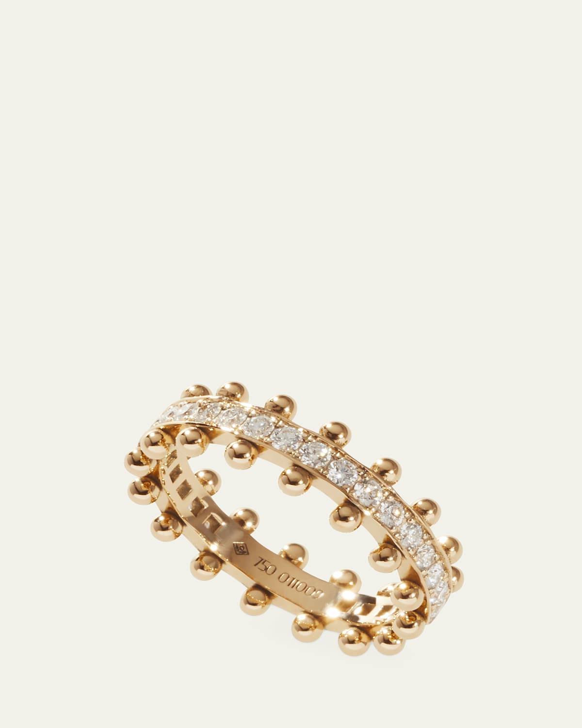 Beaded 18K Recycled Gold and Lab Grown Diamond Ring