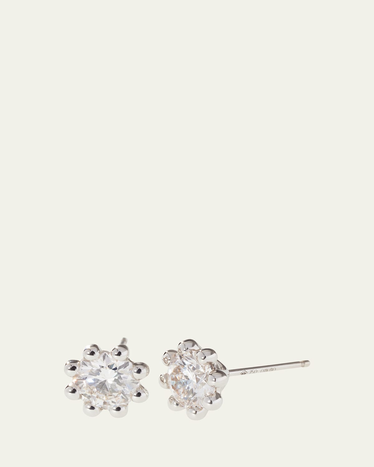 Beaded 18K Recycled Gold and Lab Grown Diamond Medium Stud Earrings