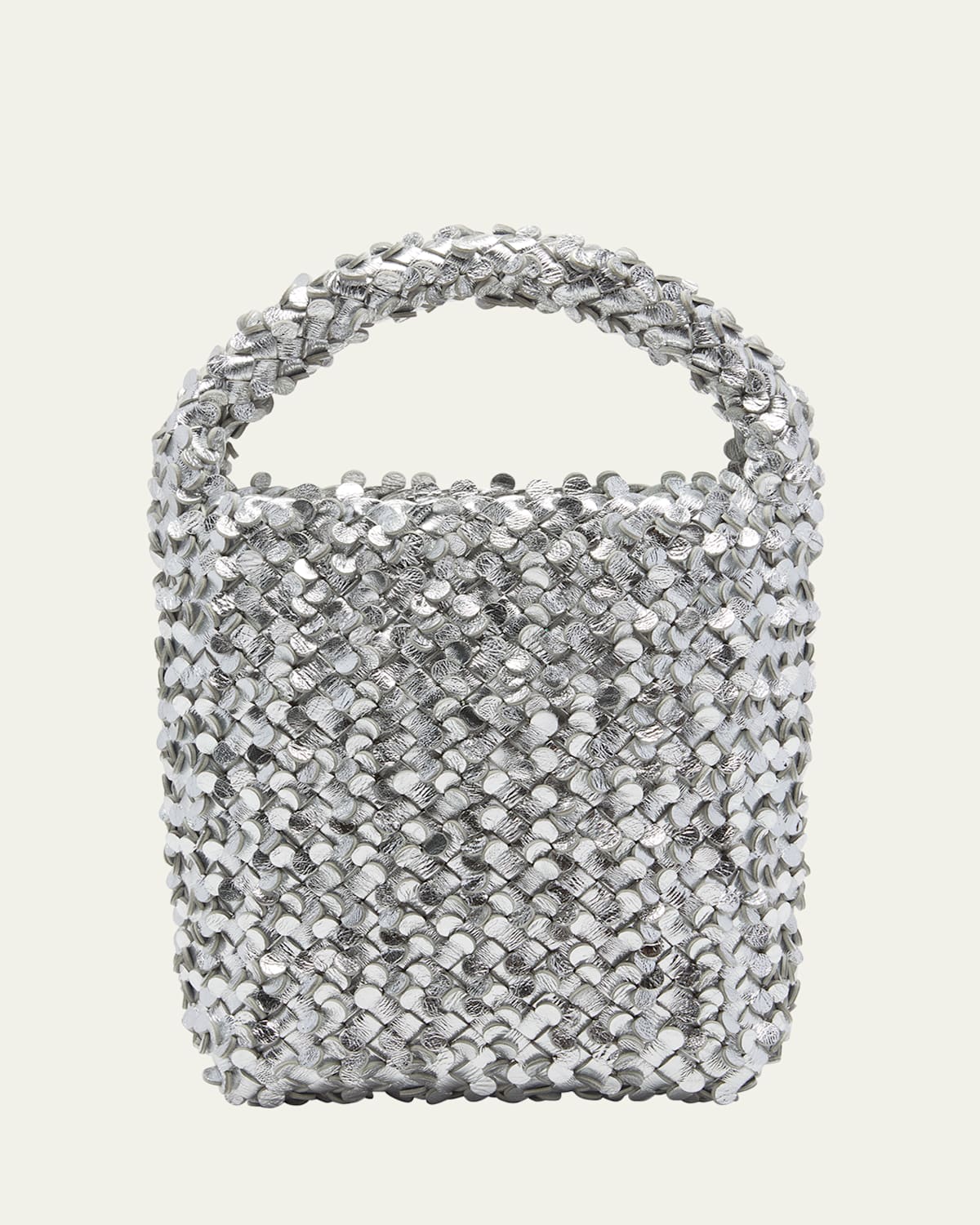 Bottega Veneta Cabat Metallic Sequin Bucket Bag In Silver-gold