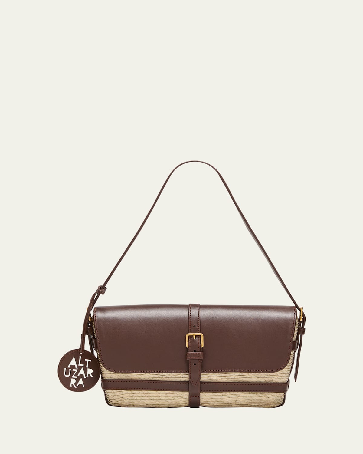 Altuzarra Watermill Caged Straw Shoulder Bag In Natural Praline