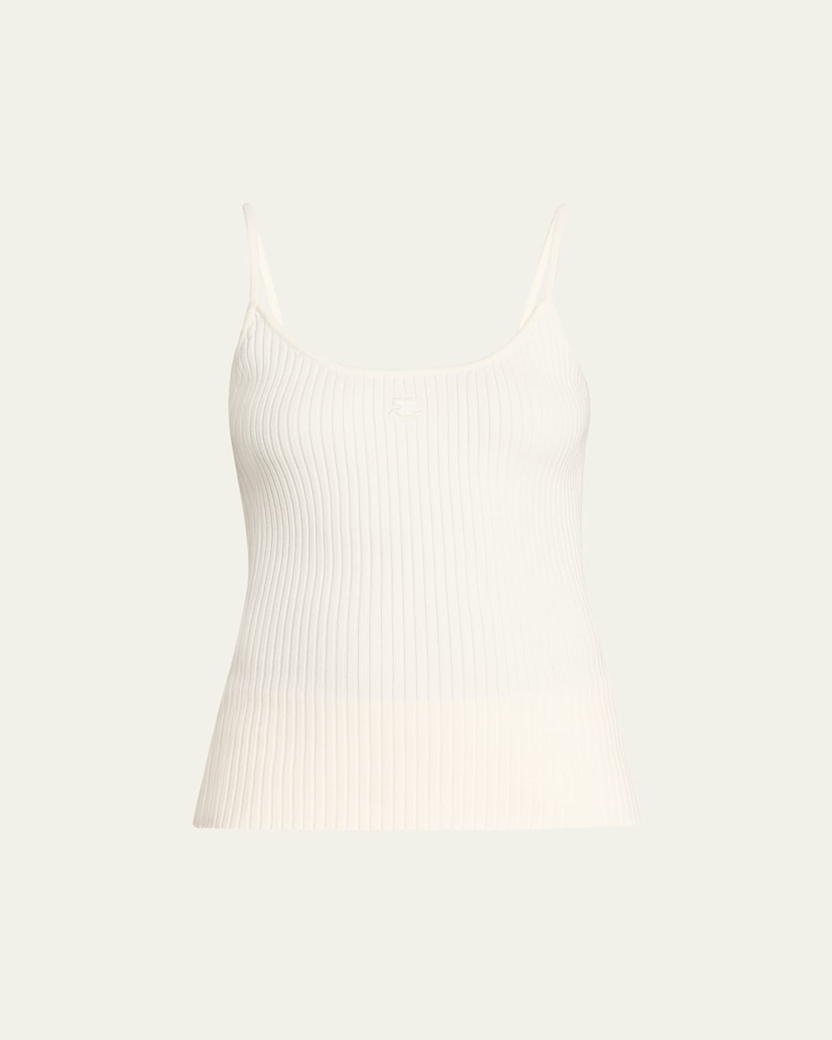 Courrèges Logo Ribbed Knit Tank Top