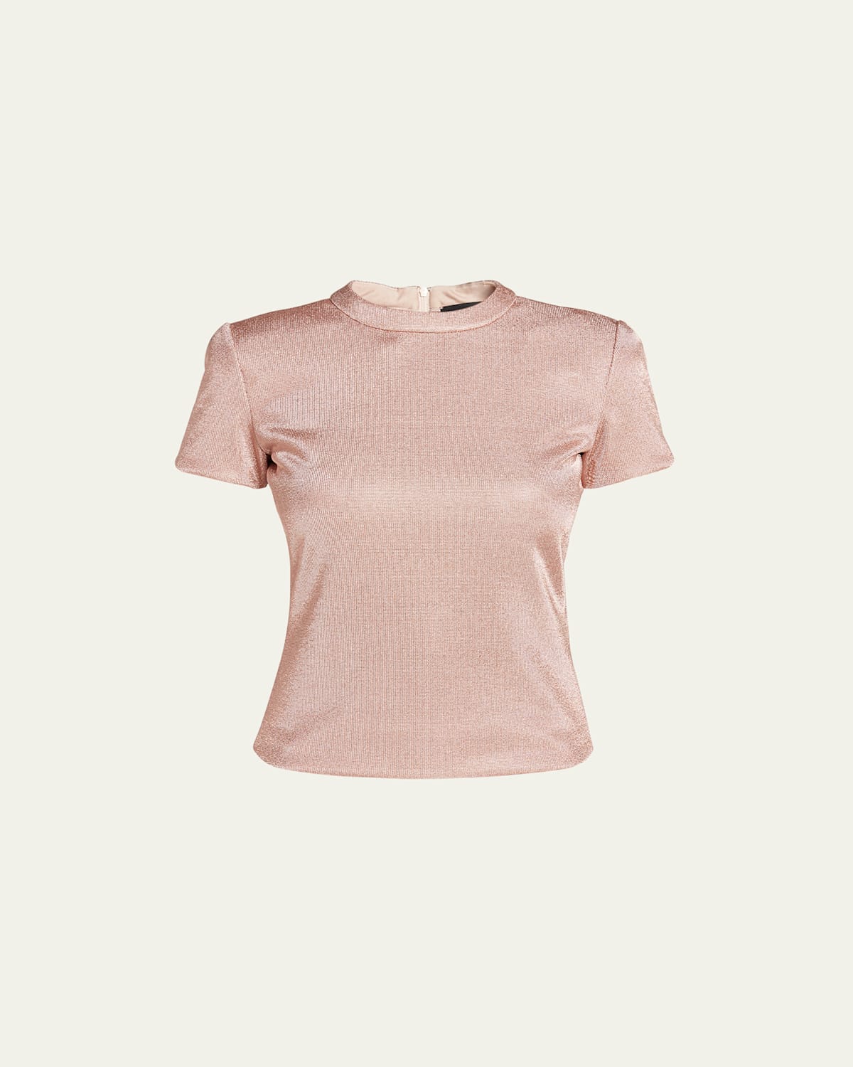 Giorgio Armani Metallic Short-sleeve Bonded Jersey Tee In Solid Light/pastel P