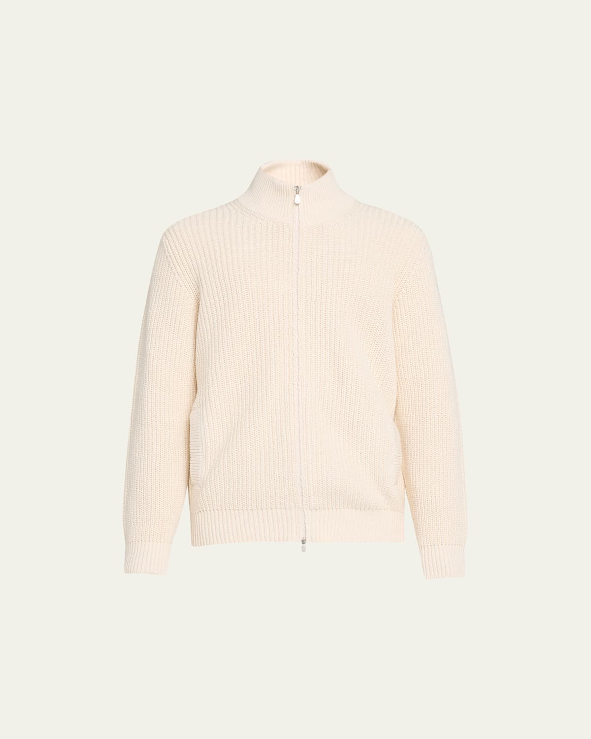 Brunello Cucinelli Ribbed Cardigan Sweater, Cardigans White In Off White