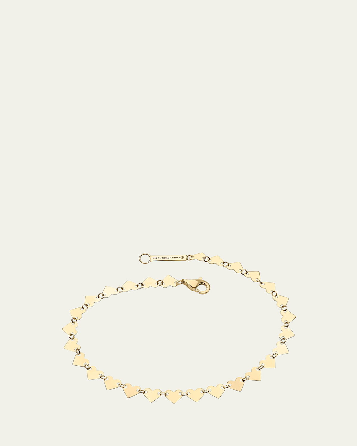 14K Gold Laser Heart Chain Bracelet