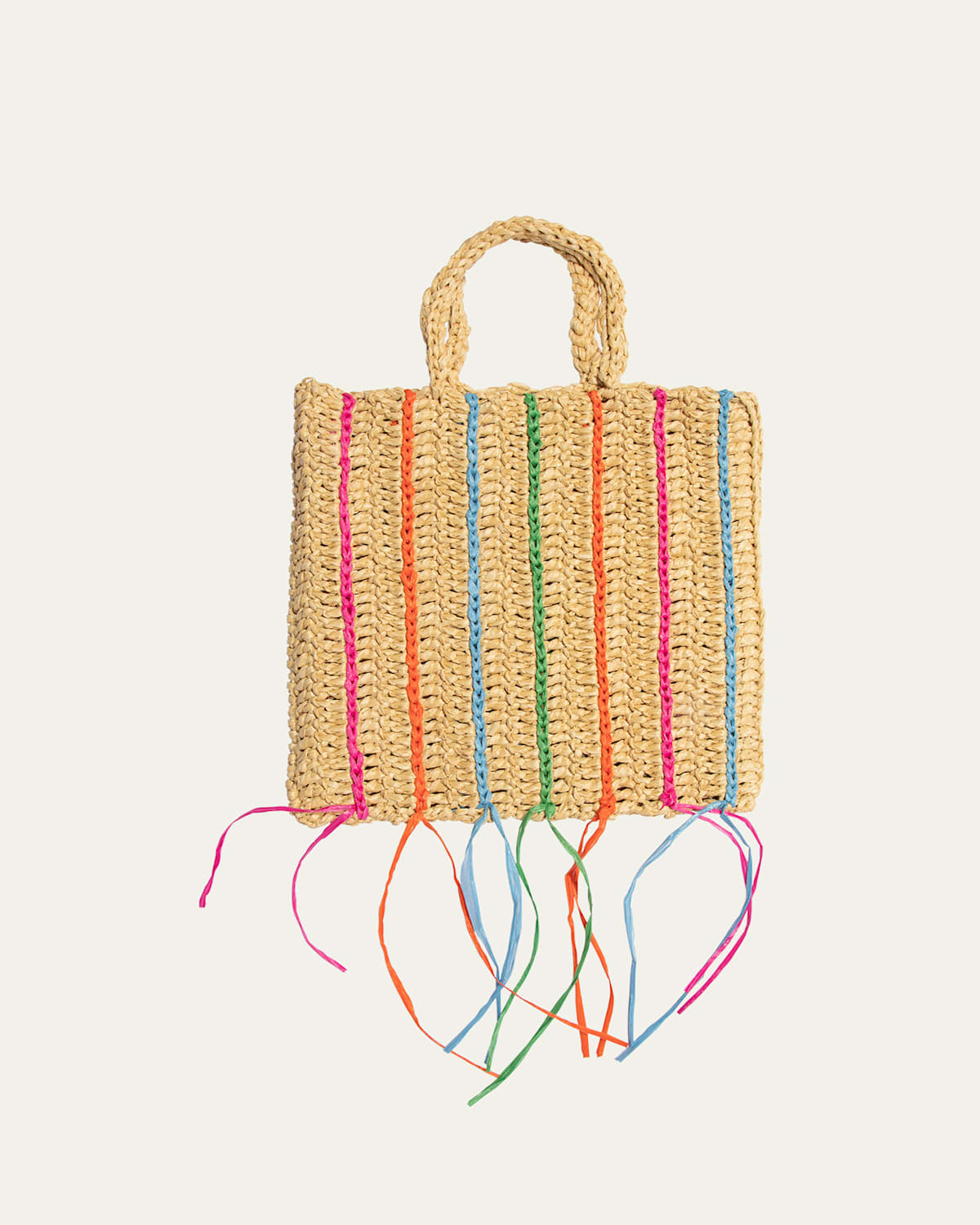 Maria La Rosa Margherita Striped Fringe Tote Bag