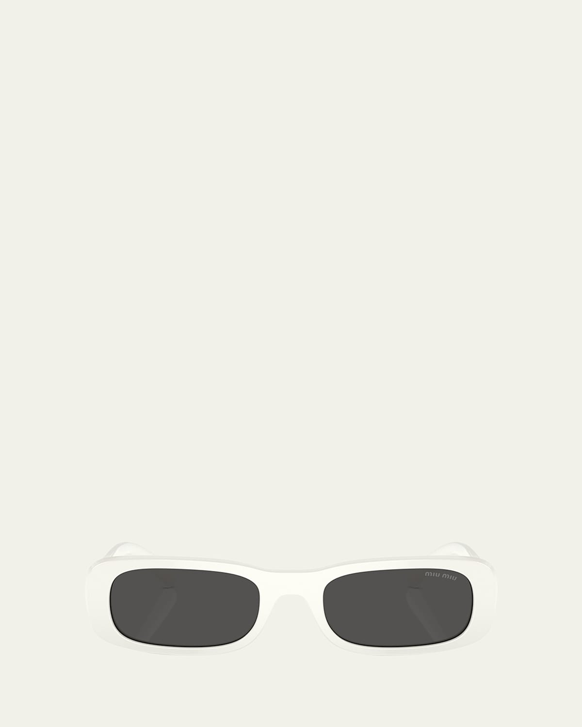 Miu Miu Logo Acetate Rectangular Sunglasses In White