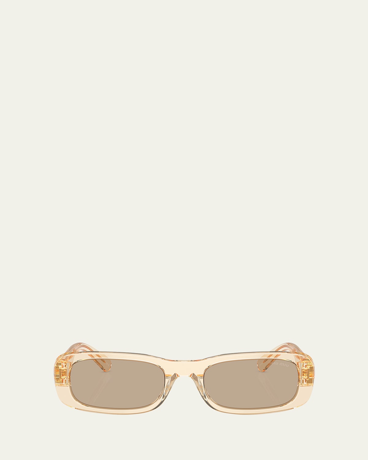 Miu Miu Logo Acetate Rectangular Sunglasses In Dark Brown
