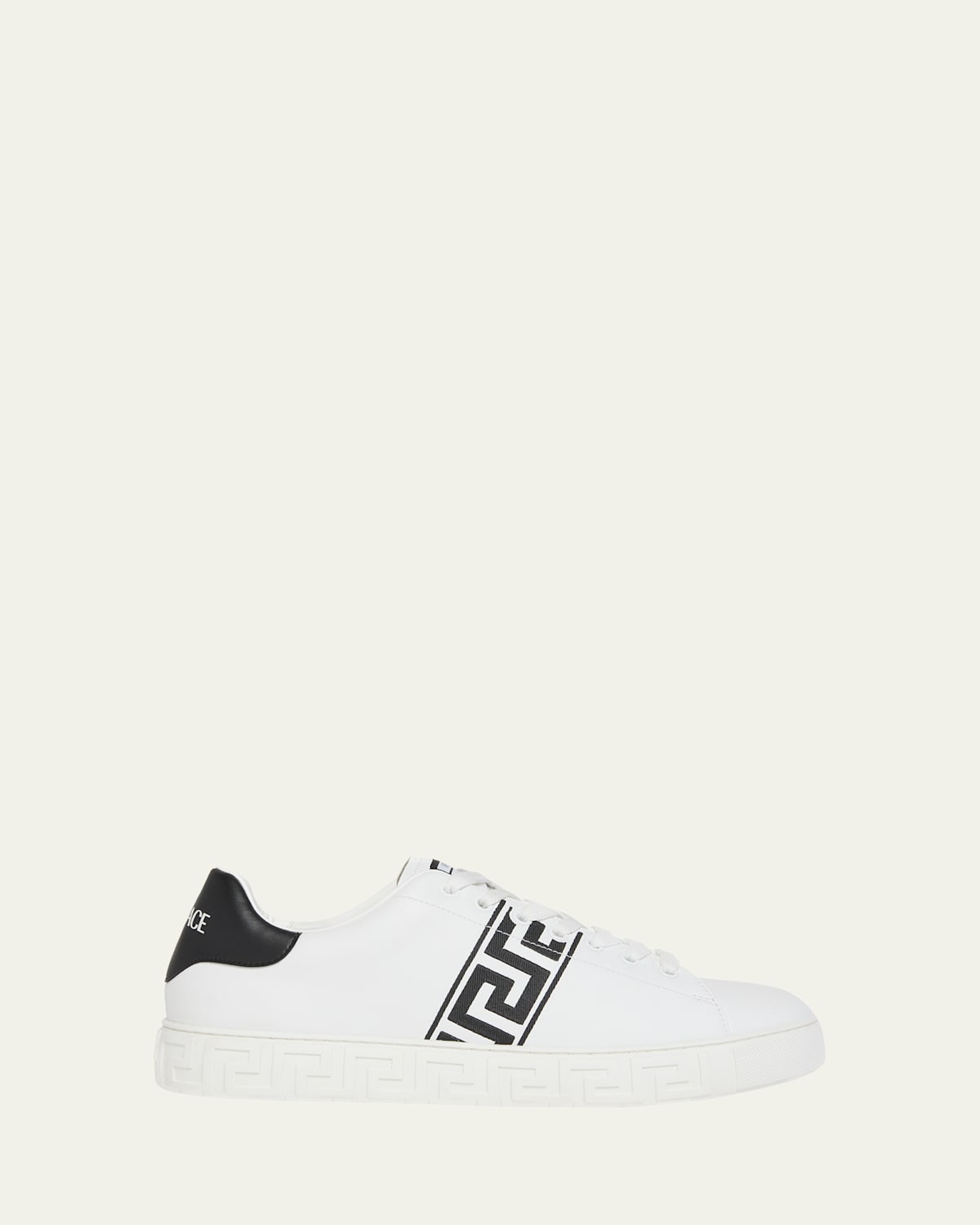 Versace White White Black Greca Embroidered Sneakers