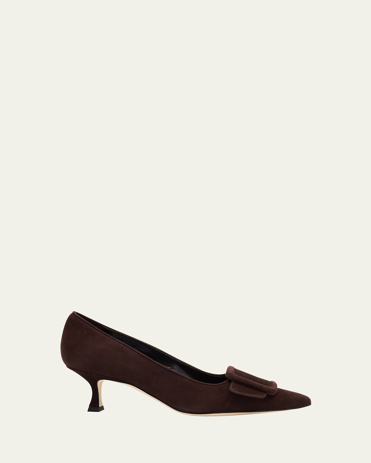 Manolo Blahnik Maysale Suede Buckle Pumps In Dark Brown