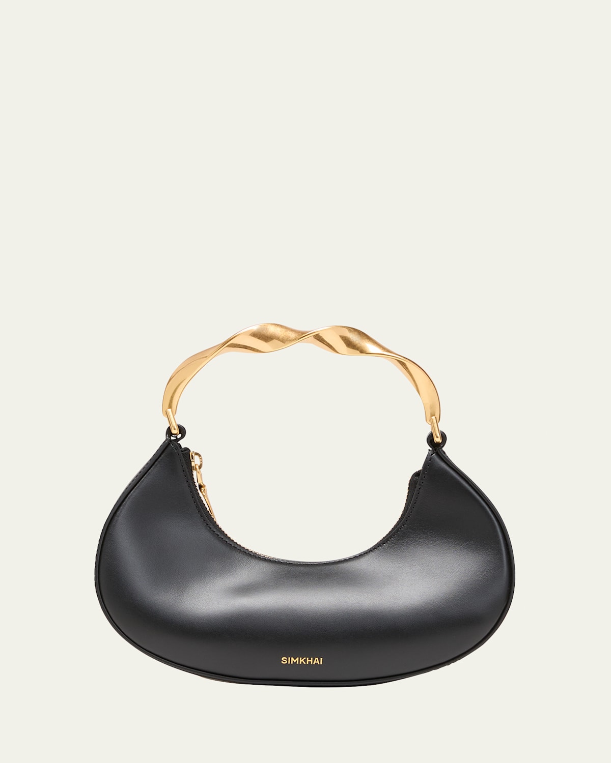 Simkhai Nixi Twist Leather Top-handle Bag In Black