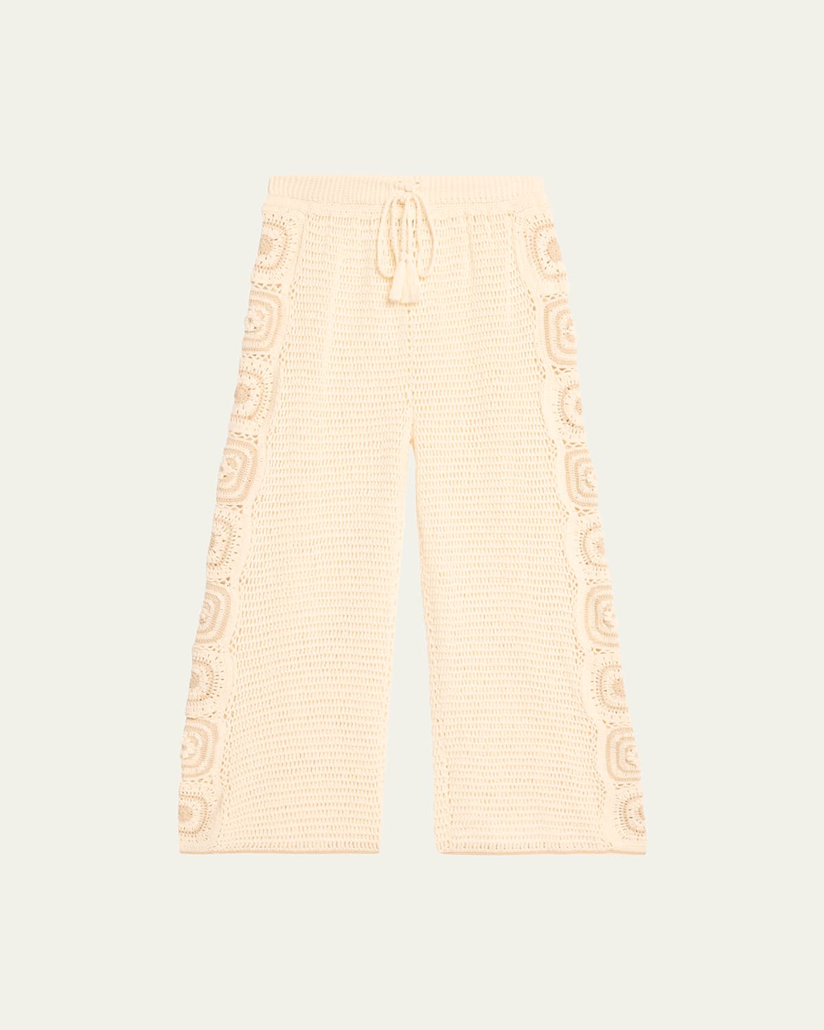 Kasi Wide-Leg Cotton Crochet Pants