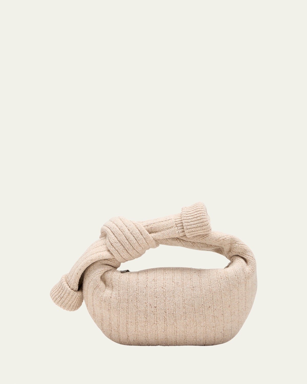 Shop Bottega Veneta Jodie Mini Sock Knit Top-handle Bag In Dune Melange-silver