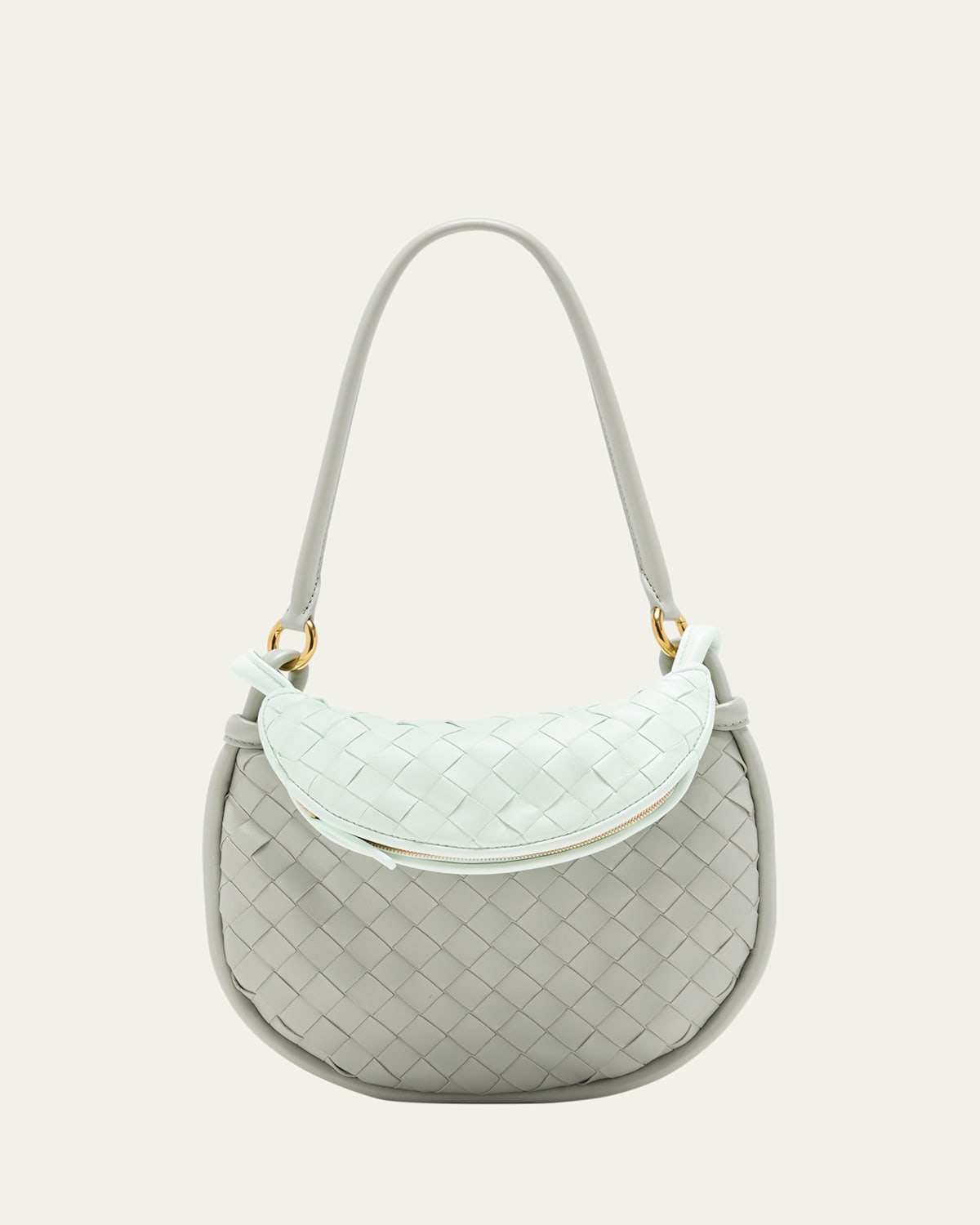 Bottega Veneta Gemelli Small Intrecciato Shoulder Bag In Agate Grey