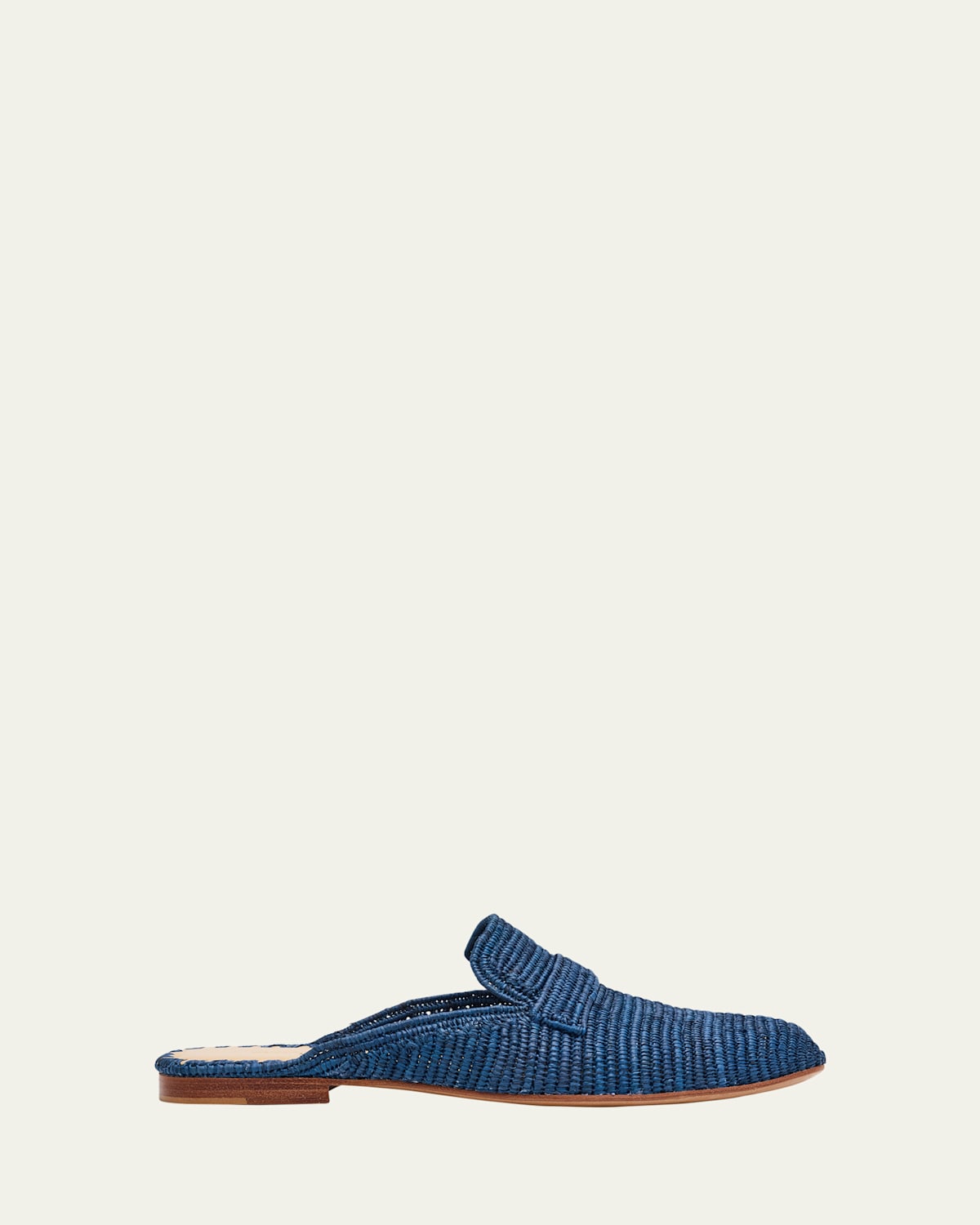 Carrie Forbes Tapa Woven Raffia Loafer Mules In Navy
