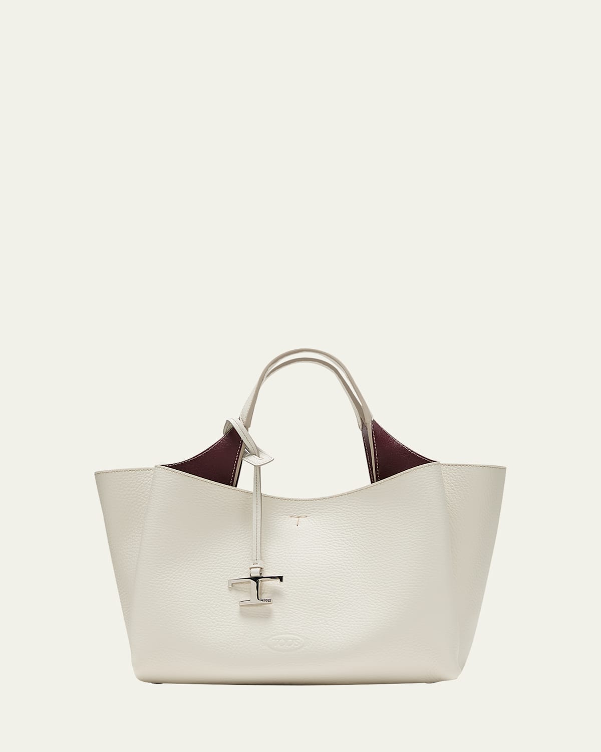 Tod's Apa 2 Mini Leather Top-handle Bag In Bianco Calce Bordeaux