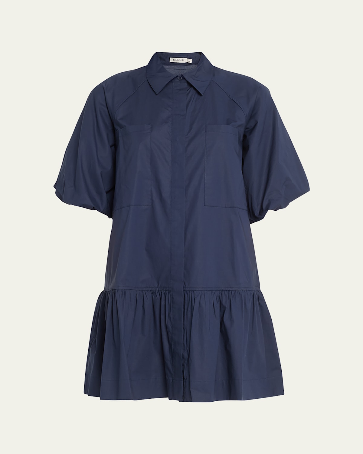 Crissy Puff-Sleeve Cotton Poplin Mini Shirtdress