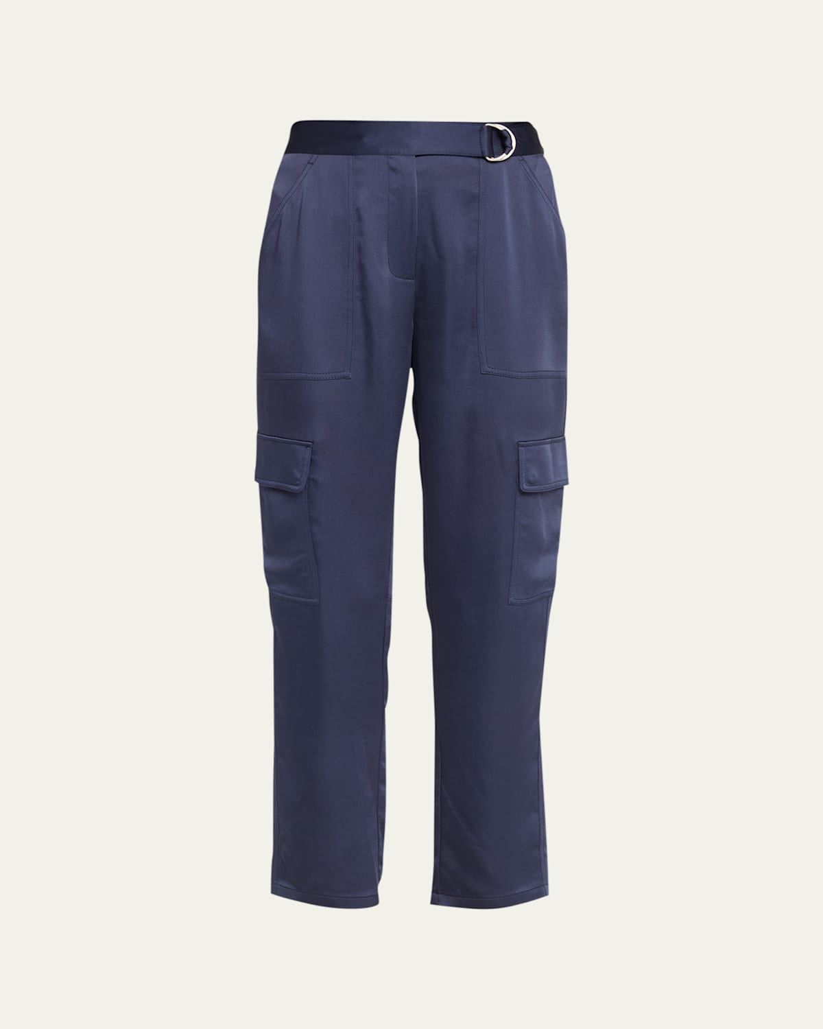 Carolina Satin Straight-Leg Utility Pants