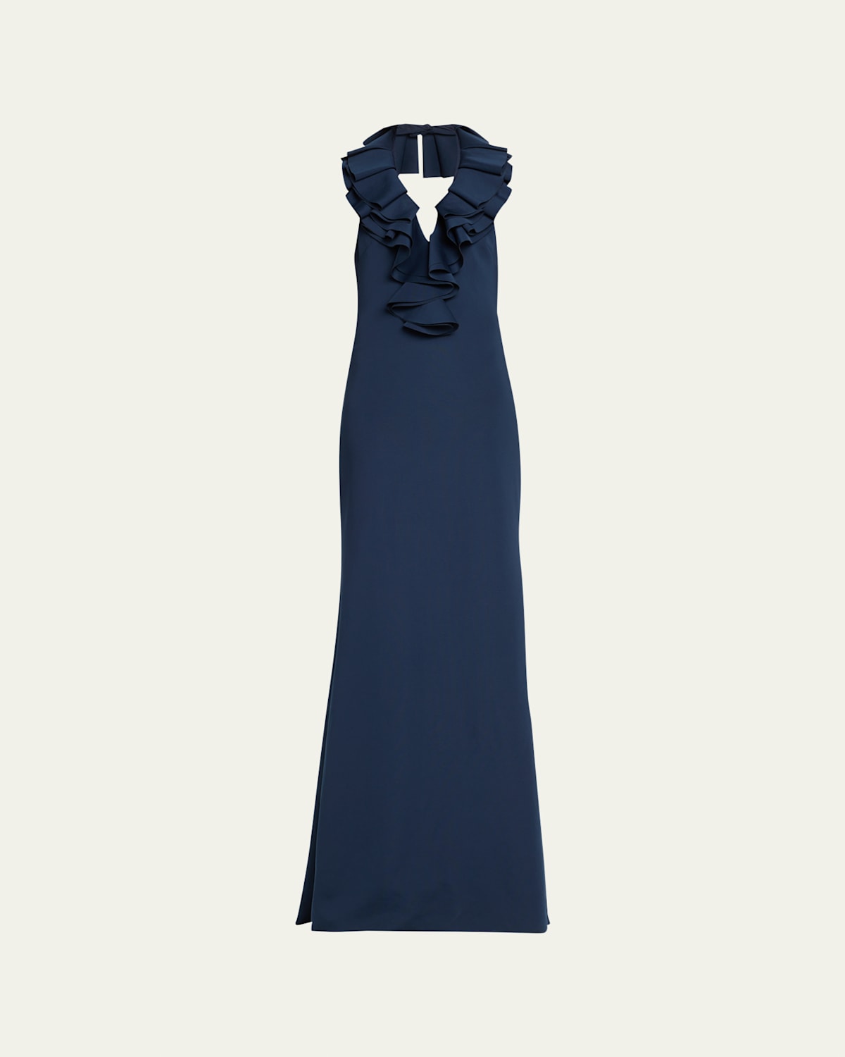 Ruffle Halter Trumpet Gown