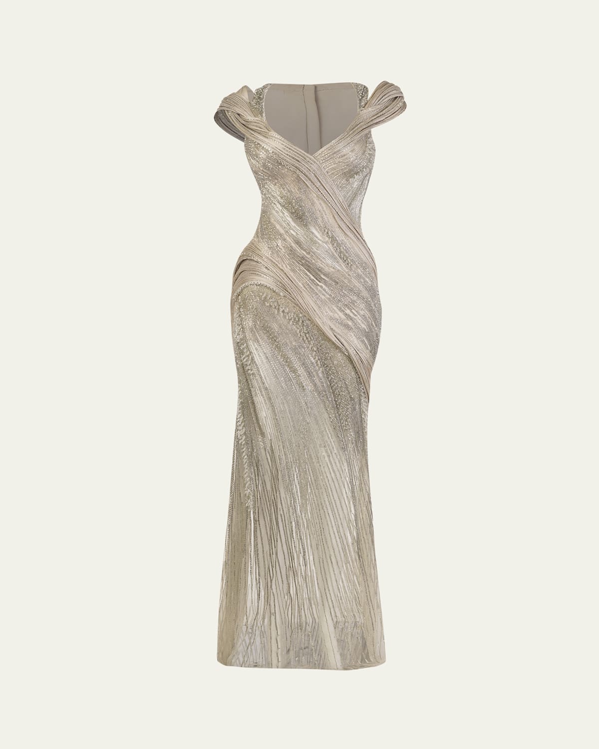 Gaurav Gupta Beaded Gown With Structured Draping