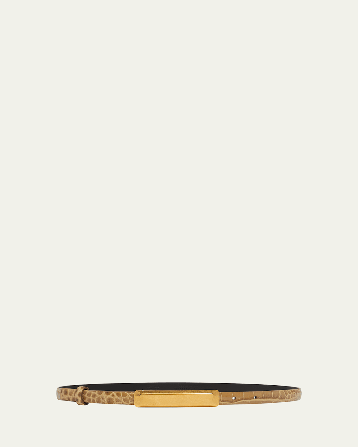 Croc-Embossed Leather Skinny Belt