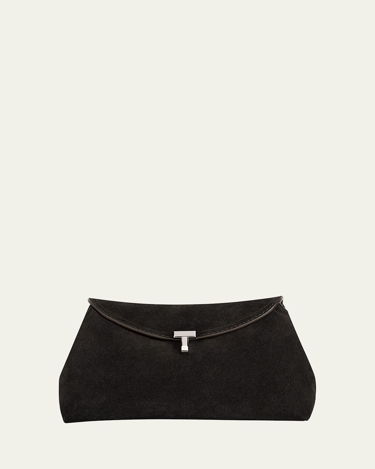 Totême T-lock Clutch Bag In Suede In Espresso
