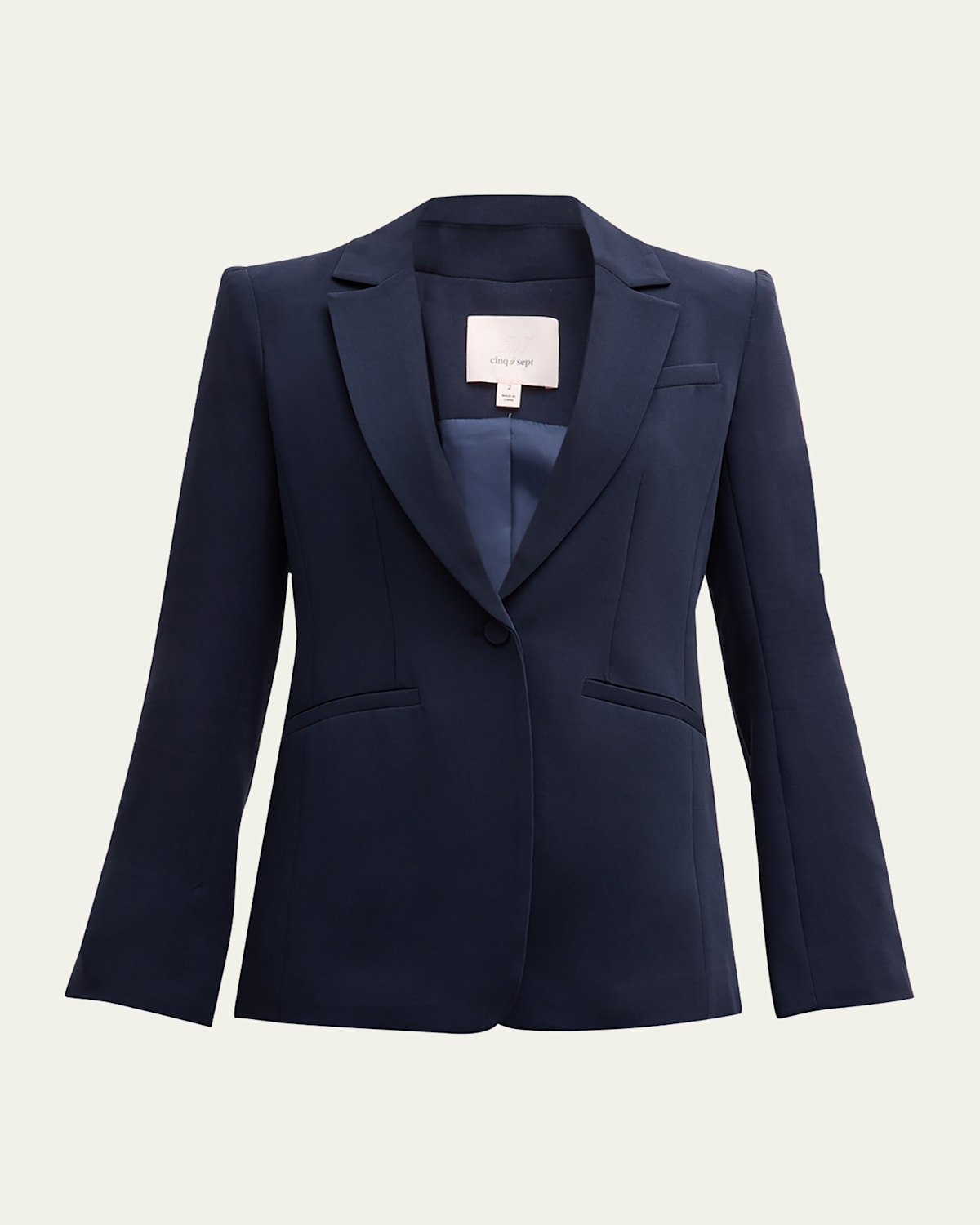 Shop Cinq À Sept Karlie Tailored Crepe Blazer In Navy