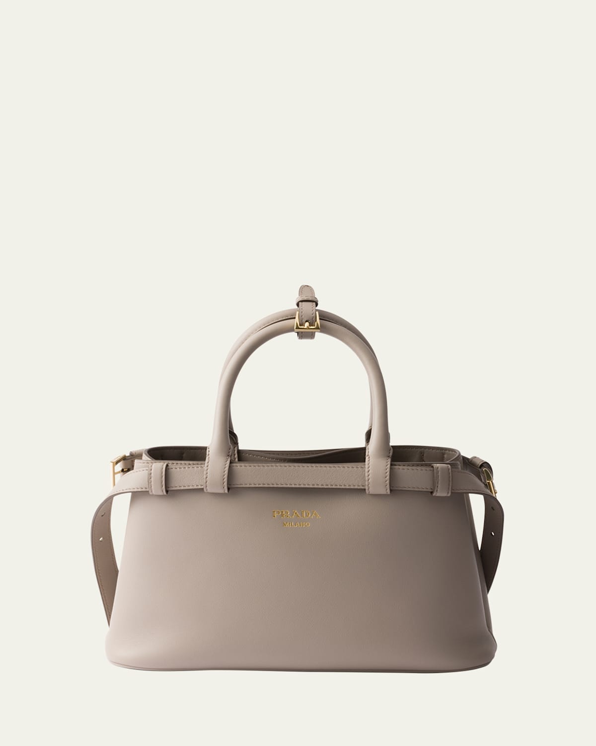 Shop Prada Small Grain Leather Top-handle Bag In F0d32 Pomice