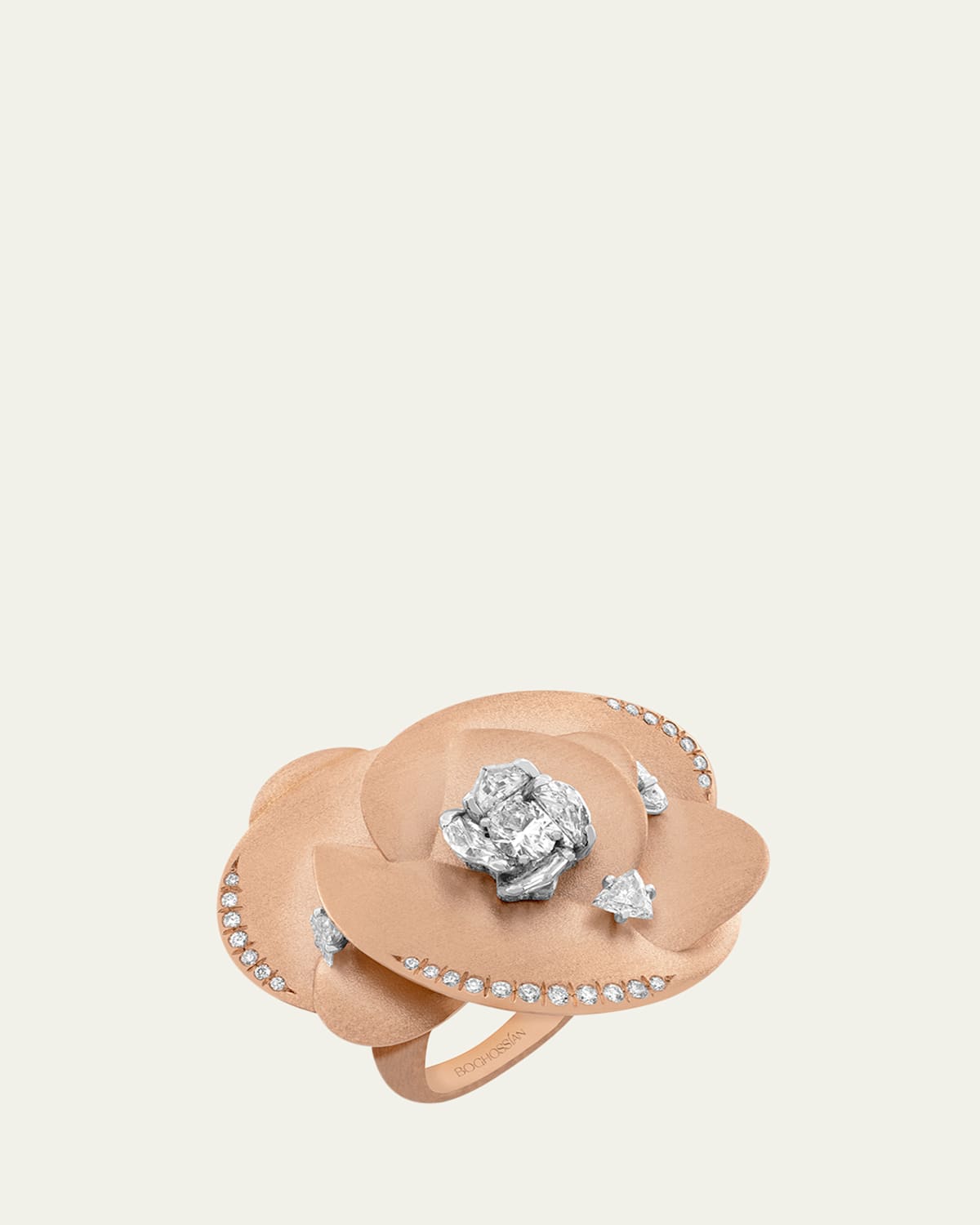 Boghossian Rose Gold Desert Rose Ring with Diamonds