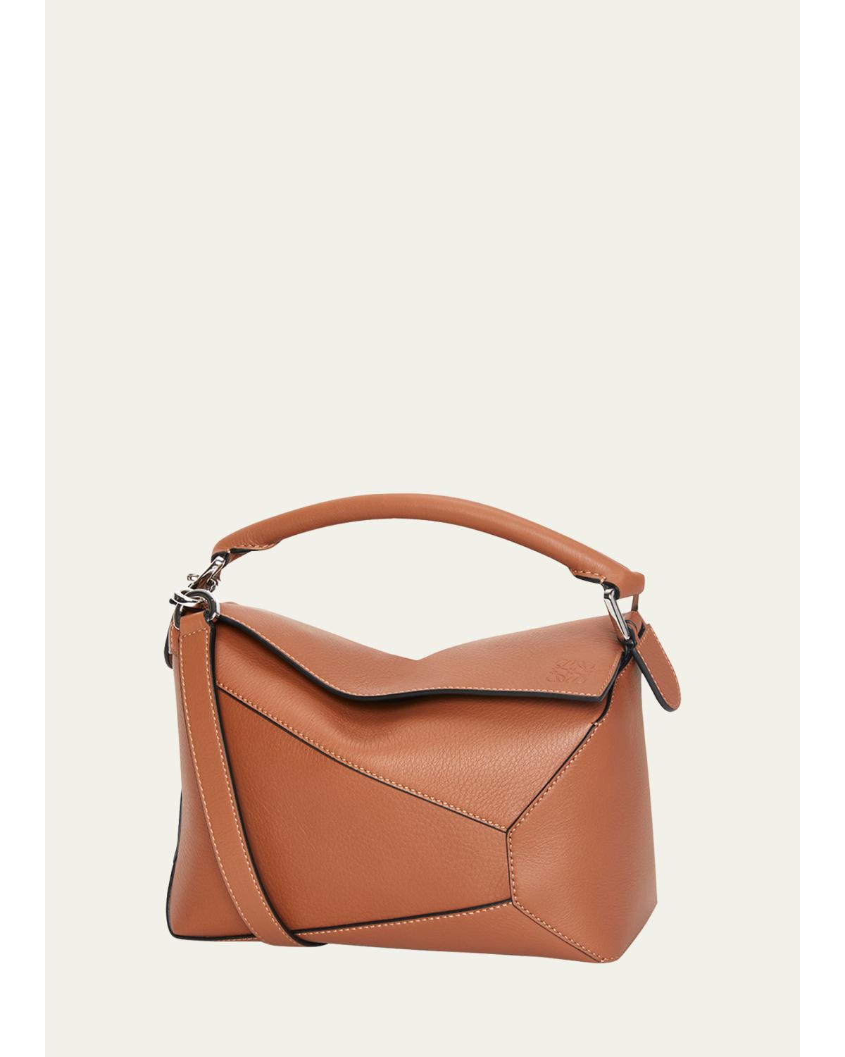Puzzle Edge Small Top-Handle Bag in Leather