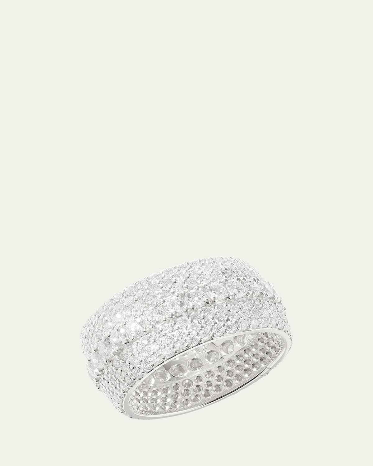 Curved Mega Flawless Diamond Cigar Ring, Size 7