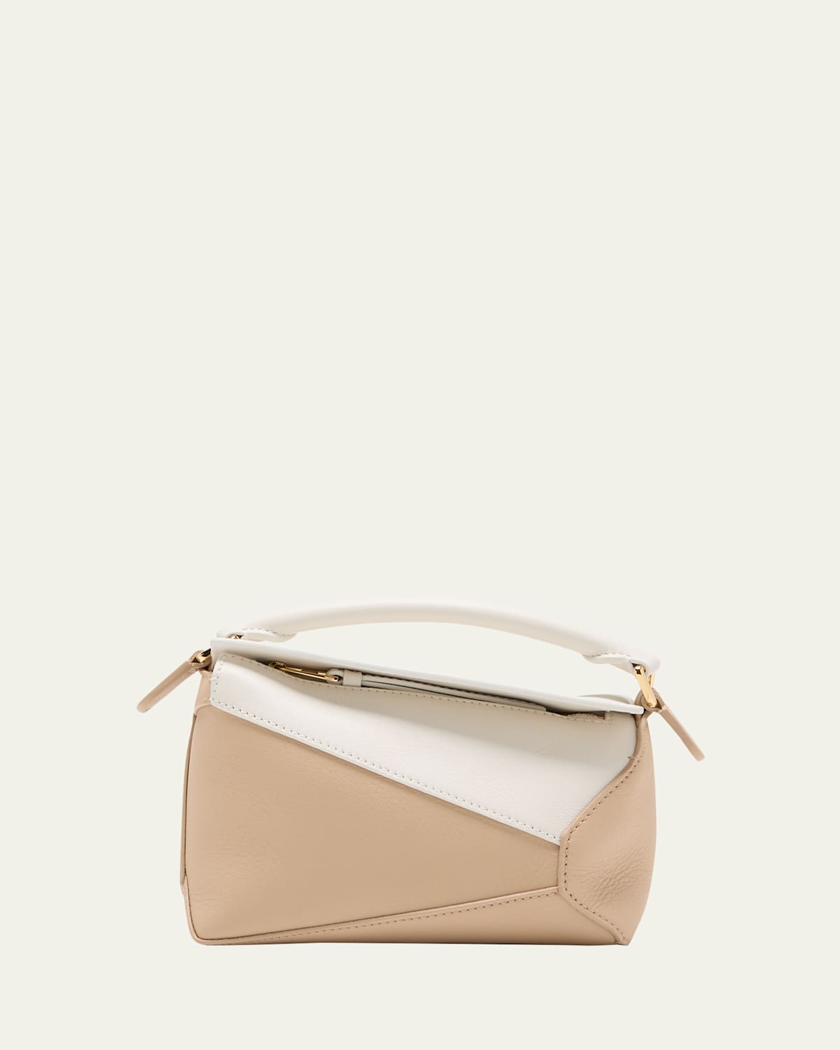 Loewe Mini Puzzle Edge Bicolor Top-handle Bag In Neutral