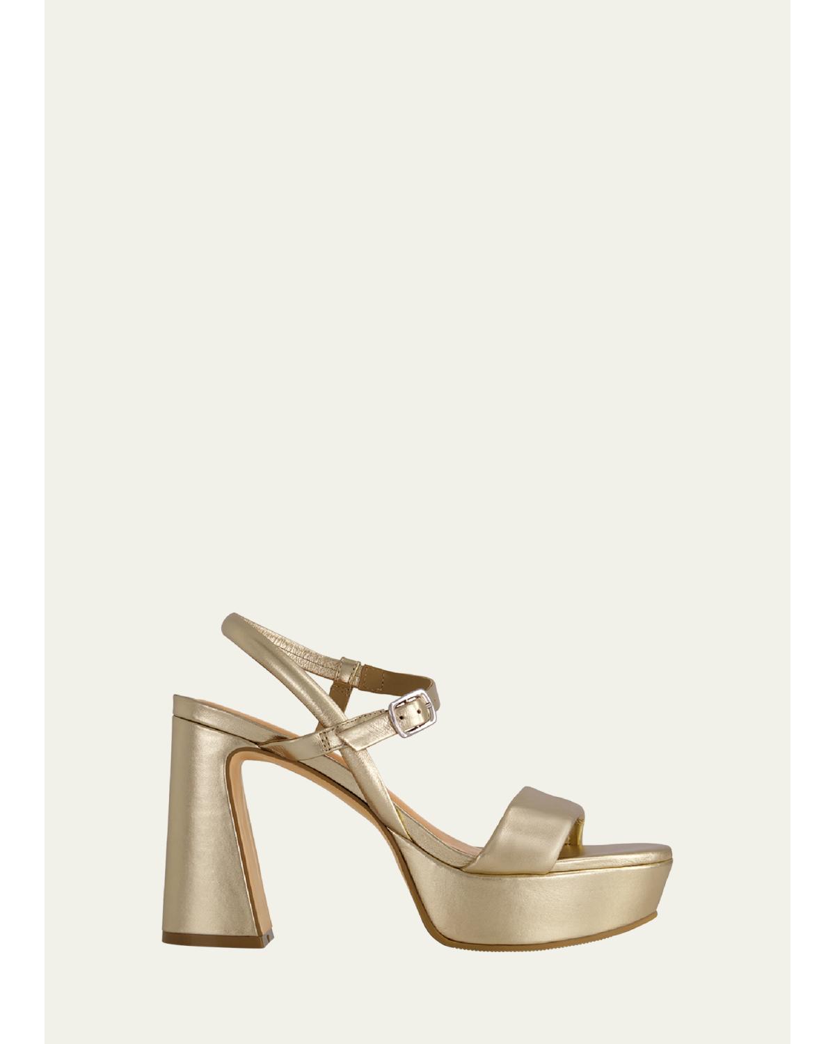 Bernardo Metallic Ankle-strap Platform Sandals In Gold