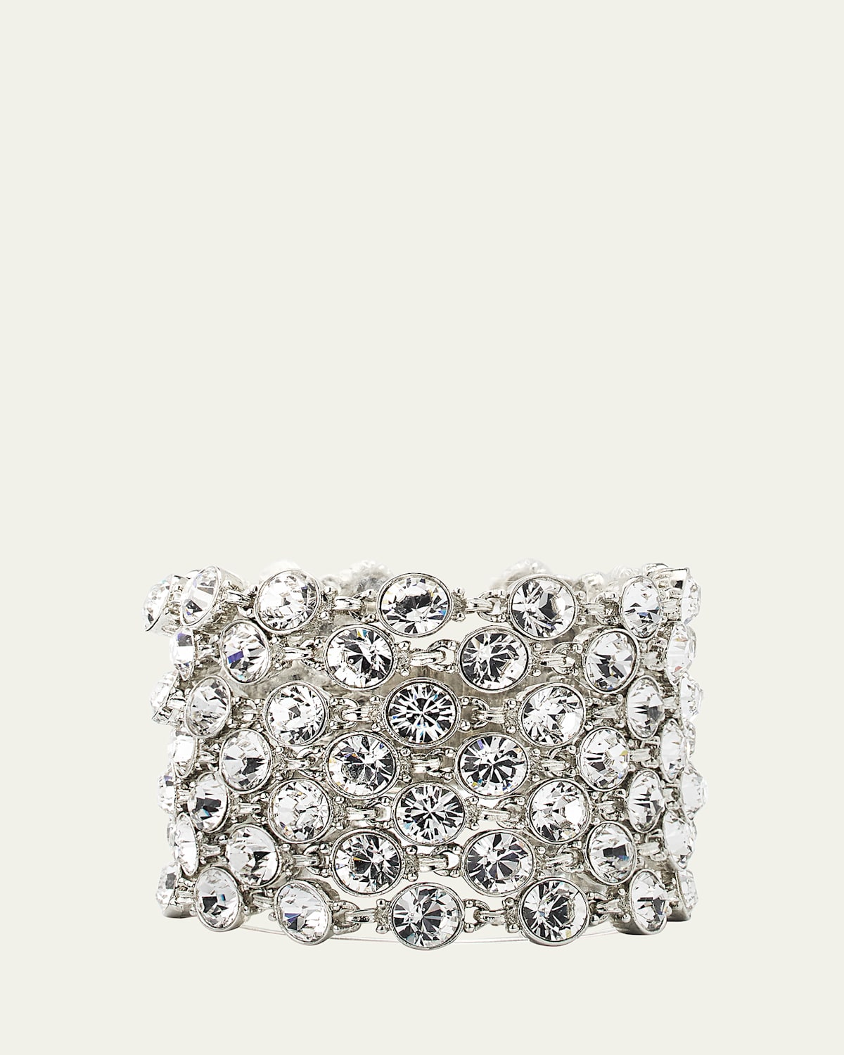 Wide Silver Crystal Bracelet
