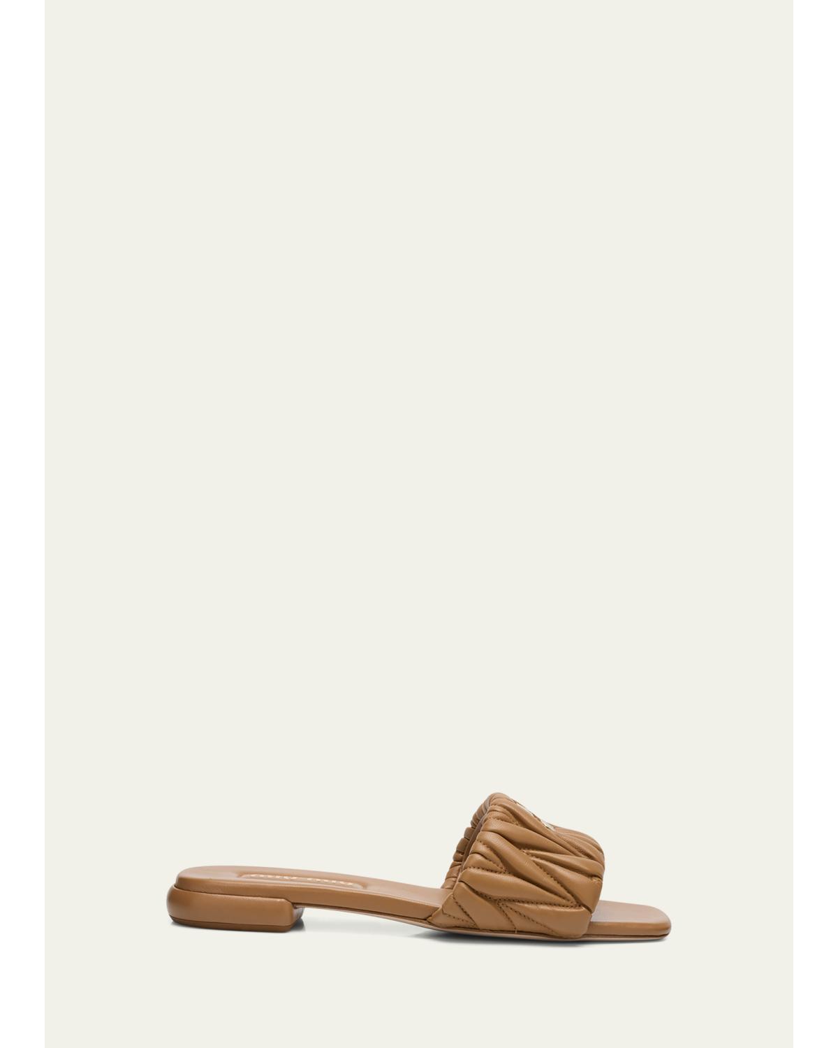 Quilted Leather Flat Slide