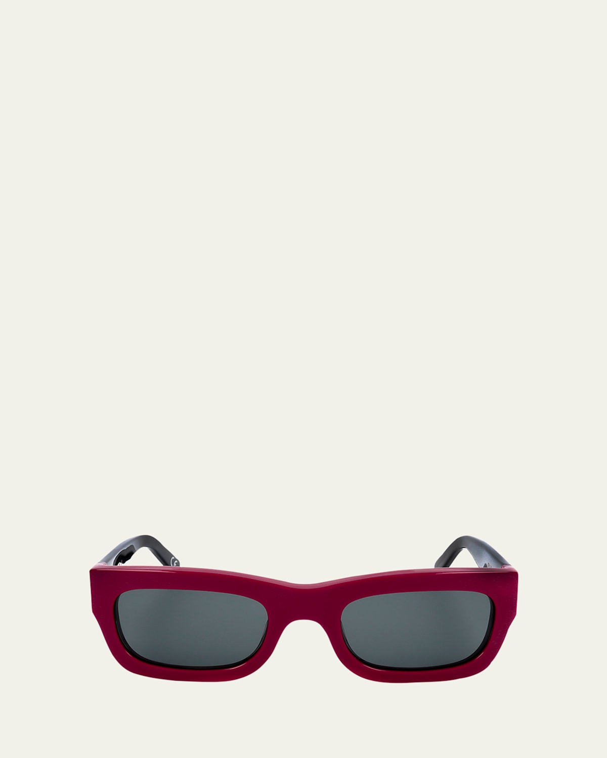 Marni Logo Acetate Rectangle Sunglasses In Bordeaux-black